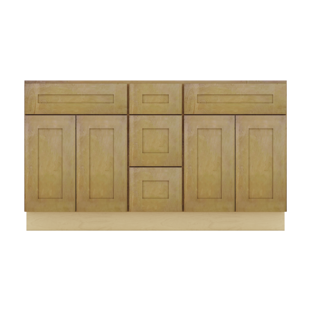 Modernform Cabinet Natural Shaker 60" W X 34 1/2" H X 21" D Combo Cabinet 4 Doors/3 Drawers/2 False Front